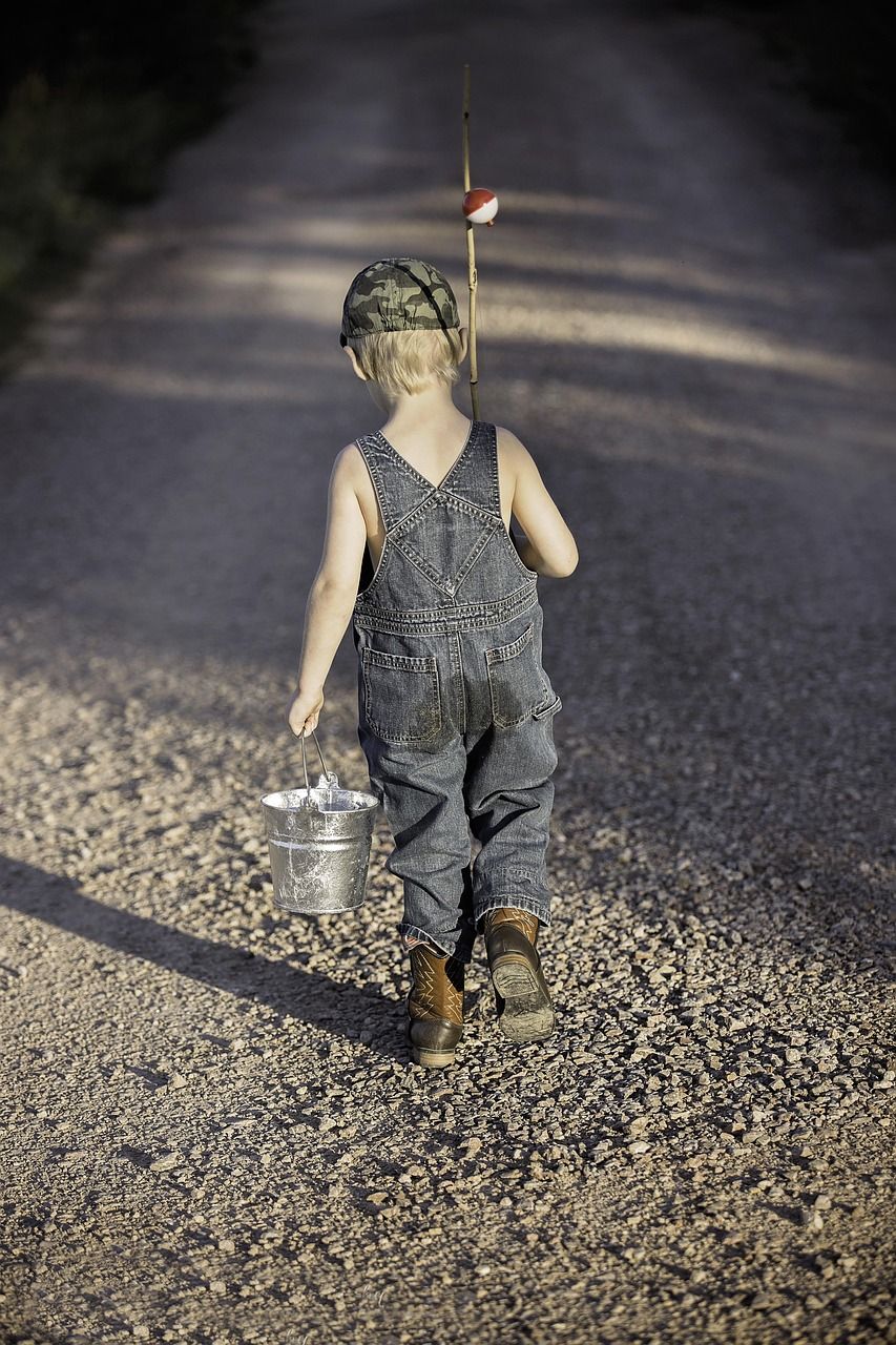 services-img-04 boy, child, fishing rod, bucket, fishing, fisherman, kid, young, small, nature, childhood, walking, summer, adventure, lifestyle, outdoors, back view